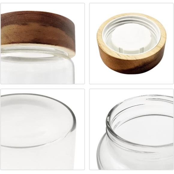 Glass Food Storage Jar With Bamboo Lid 10 oz included labels and marker airtight - Picture 5 of 5